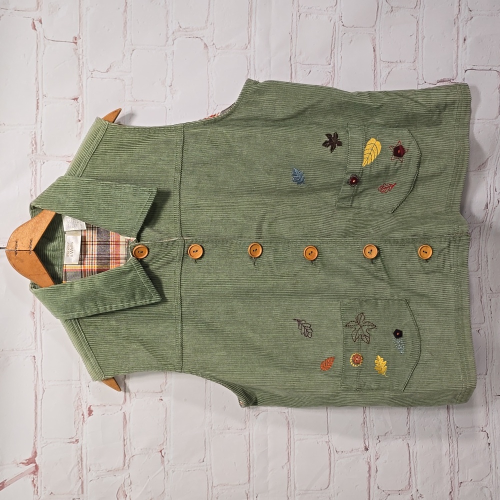 VTG Baxter & Wells Cotton Green Corduroy Fall Vest Womens Size Large